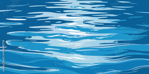Summer background. Texture of water surface. Pool water. Overhead view. Vector illustration nature background. Abstract blue ocean waves or aquarium pool for swimming wallpaper