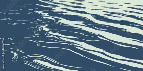 Summer background. Texture of water surface. Pool water. Overhead view. Vector illustration nature background. Abstract blue ocean waves or aquarium pool or river for swimming wallpaper