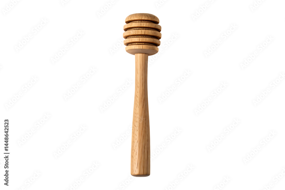 Wooden honey dipper for serving honey on transparent background Wooden honey dipper for serving honey on transparent background