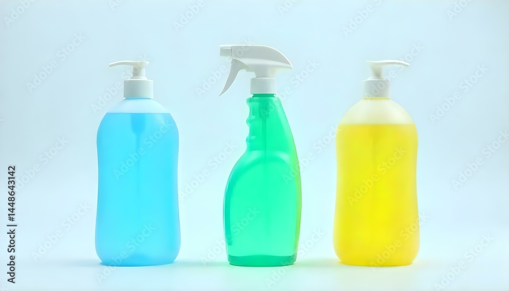 bottles of cleaning product isolated on white background bottles of cleaning product isolated on white background
