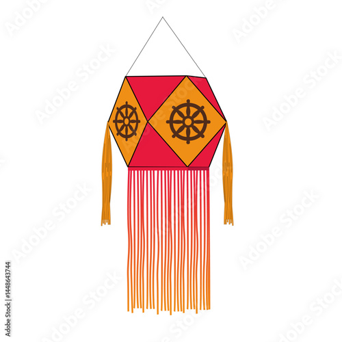 Traditional Hexagonal Sri Lankan Vesak Lantern Vector | Vesak Kudu - Vesak Day Celebration Design