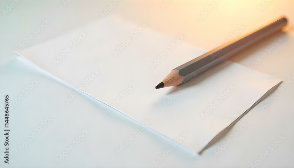Blank paper with mechanical pencil isolated on white Blank paper with mechanical pencil isolated on white