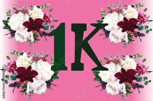 1k followers card. Template for social networks, blogs. Social media celebration banner. 1k online community fans. 1thousand subscribe 