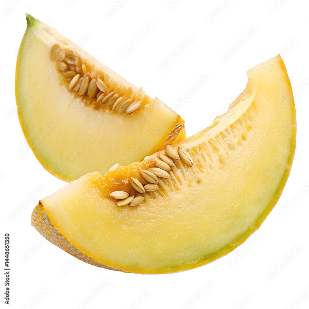 yellow melon slice on white background yellow melon slice on white background