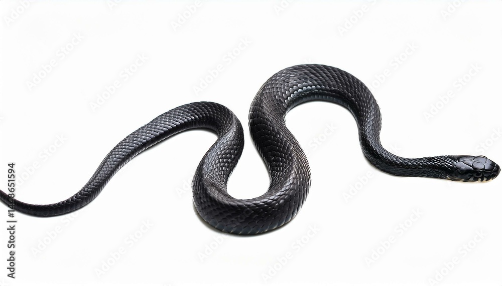 Fototapeta premium Black snake on white background