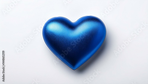 Metallic blue heart on white background