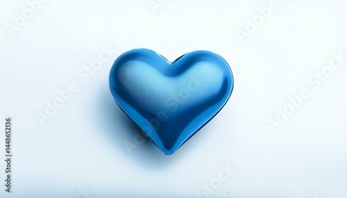 Metallic blue heart on white background