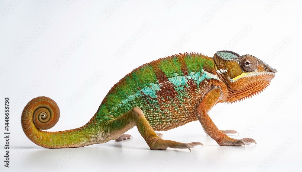 Obraz premium Colorful chameleon on white background