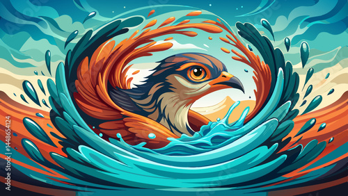 A swift rise from the water's mirror-like surface.
The fish escaped, but the moment was art.
Color, motion, and form blend in perfection.
Best for expressive vector bird portraits.