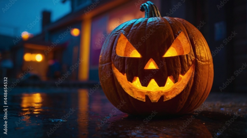 Fototapeta premium Neon jack-o’-lantern