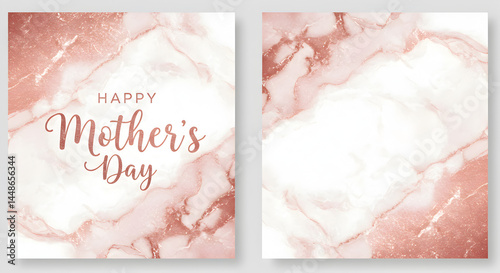 Happy mother's day rose gold marble background greeting card template vector design illustration graphic