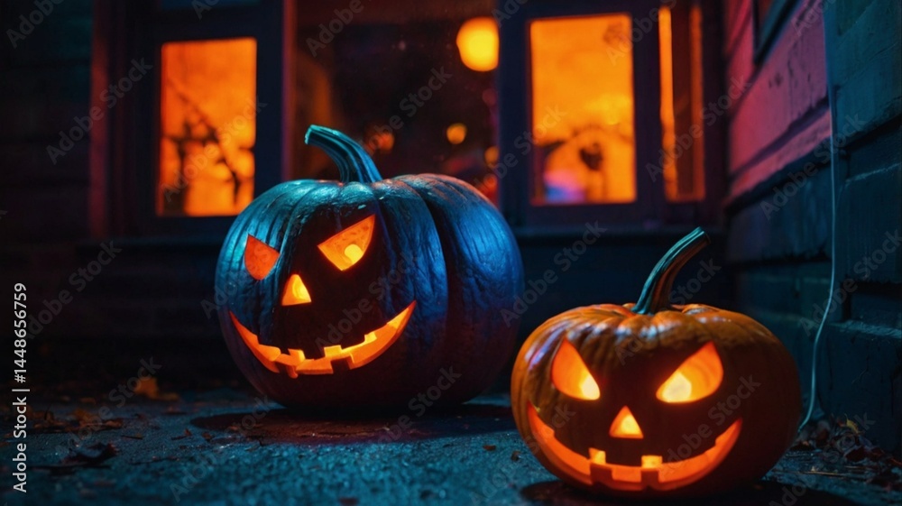 Fototapeta premium Neon jack-o’-lantern