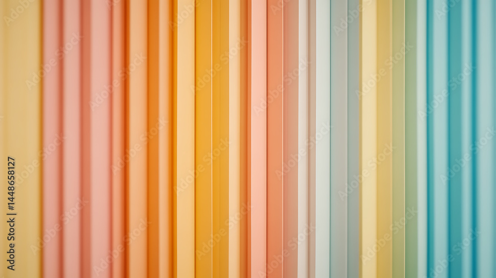 Obraz premium Abstract background of smooth vertical stripes in soft pastel colors, transitioning from warm to cool hues. A calm, visually appealing design element.