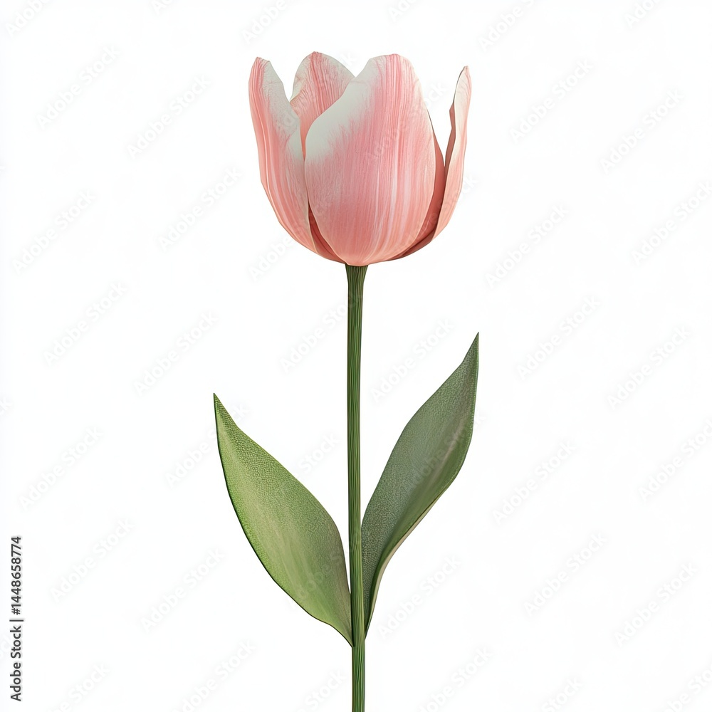 Fototapeta premium Elegant Pink Tulip Bloom Spring Flower Isolated.