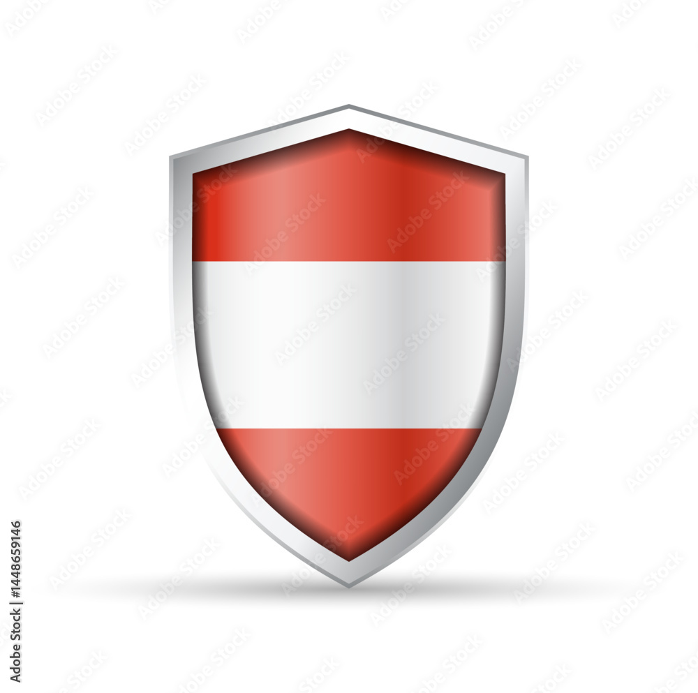Austria Flag Glossy Shield Icon Austria Flag Glossy Shield Icon