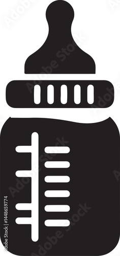 Baby bottle silhouette vector, Children feeding bottle vector illustration