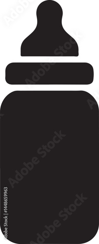 Baby bottle silhouette vector, Children feeding bottle vector illustration