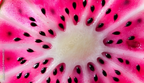Close-up view of vibrant pink fruit slice.