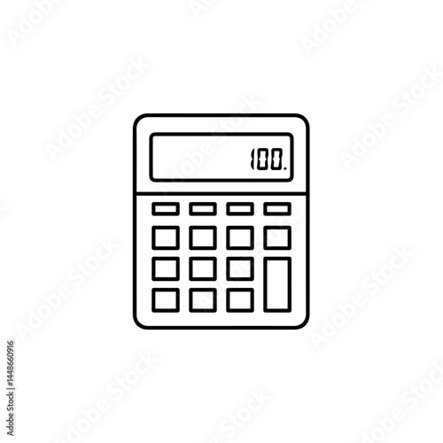 Simple calculator displaying number 100 on a plain background  