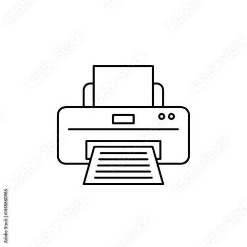 Printer printing document against white background  