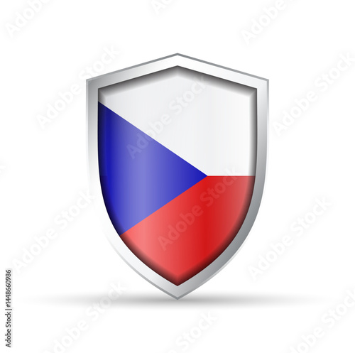 Czech Republic Flag Glossy Shield Icon