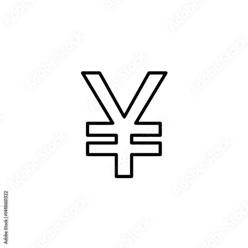 Yen Currency Symbol in Minimalist Style on White Background  