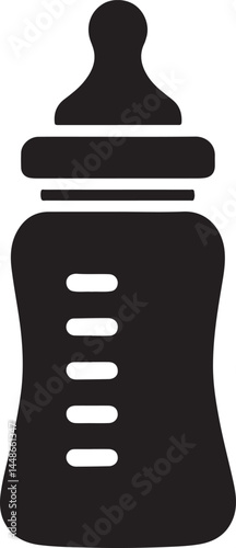 Baby bottle silhouette vector, Children feeding bottle vector illustration
