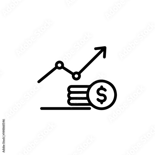 Growth Chart with Dollar Symbol Representing Financial Success  