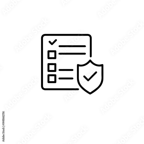 Business checklist with security shield icon  