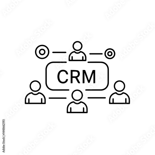 CRM System Illustration with People Icons Connected  