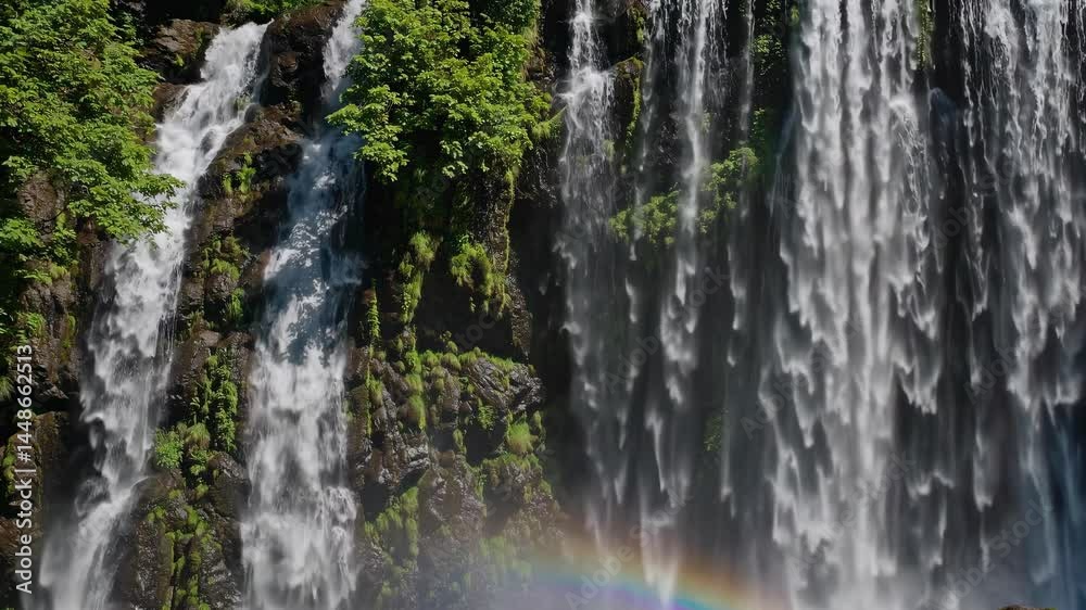 Majestic Waterfall Cascading in Slow Motion with Rainbow Majestic Waterfall Cascading in Slow Motion with Rainbow