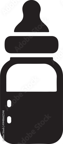 Baby bottle silhouette vector, Children feeding bottle vector illustration