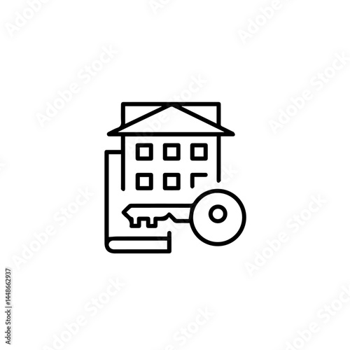Real estate key symbolizing home ownership with house outline  