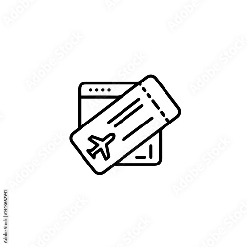 Airline ticket graphic design with travel elements  