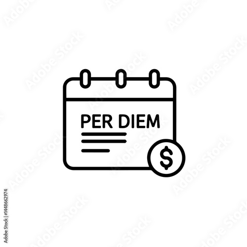 Per Diem Calendar Concept with Dollar Symbol in Minimal Style  