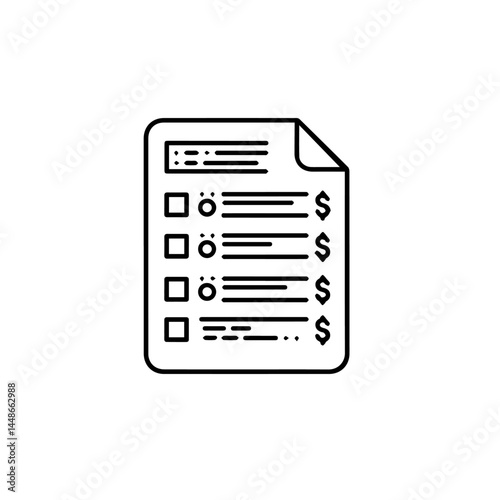 Business checklist with dollar signs in minimalistic style  