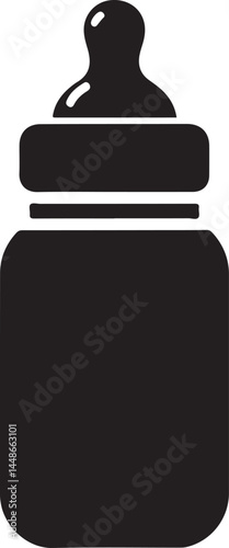 Baby bottle silhouette vector, Children feeding bottle vector illustration