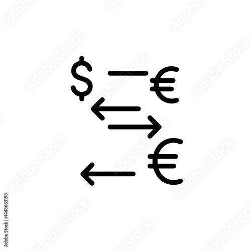 Currency exchange symbols for dollar and euro on white background  