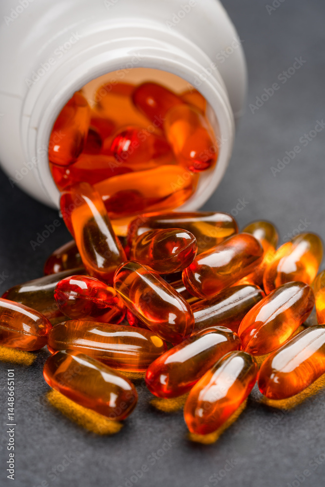 Dietary supplement containing omega 3 fish oil capsules
