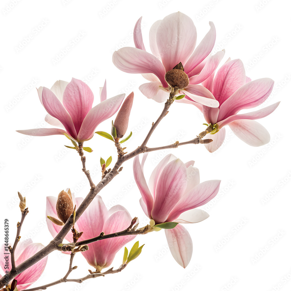 Obraz premium pink magnolia flowers on transparent background png