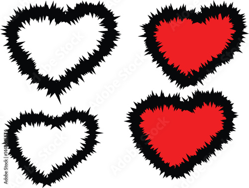 set of vector hearts isolated on white background.