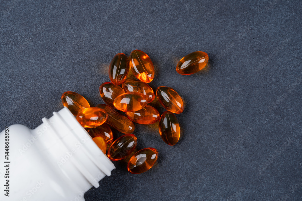 Dietary supplement containing omega 3 fish oil capsules