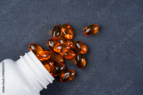 Obraz na płótnie Dietary supplement containing omega 3 fish oil capsules w salonie