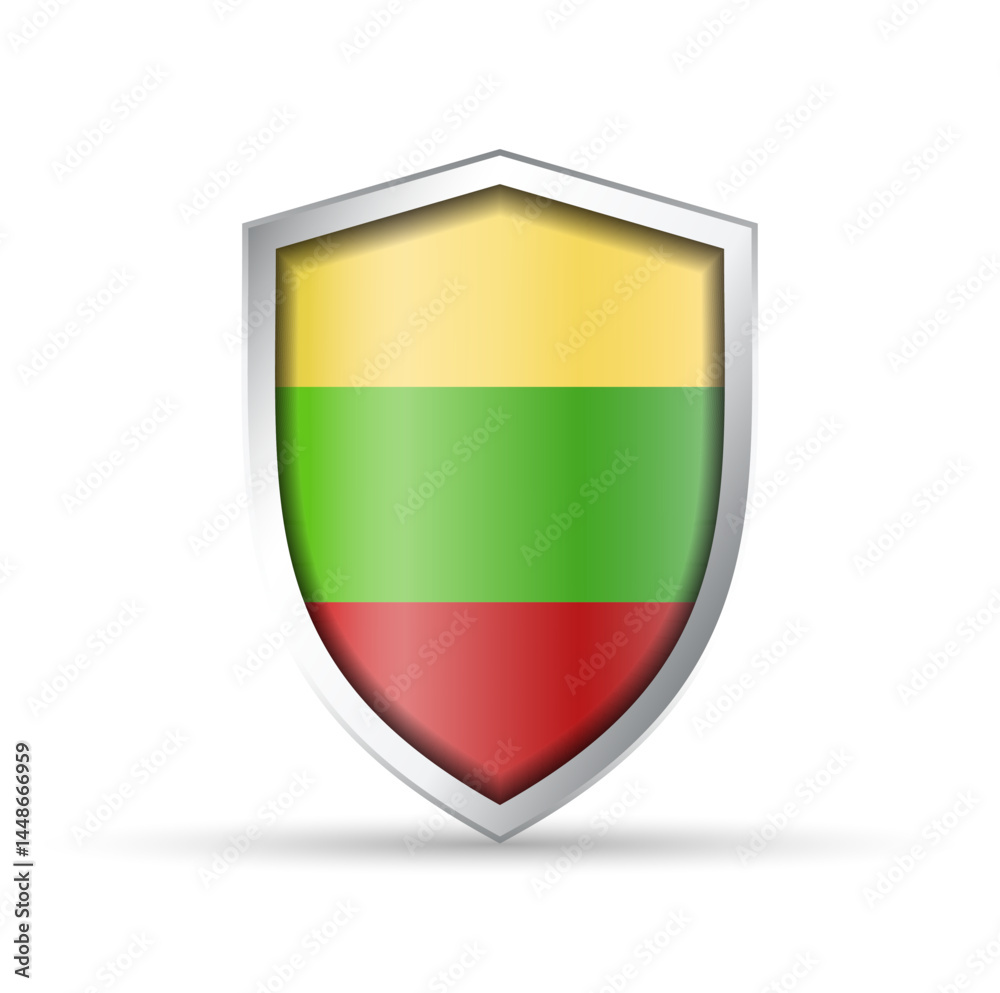 Lithuania Flag Glossy Shield Icon Lithuania Flag Glossy Shield Icon