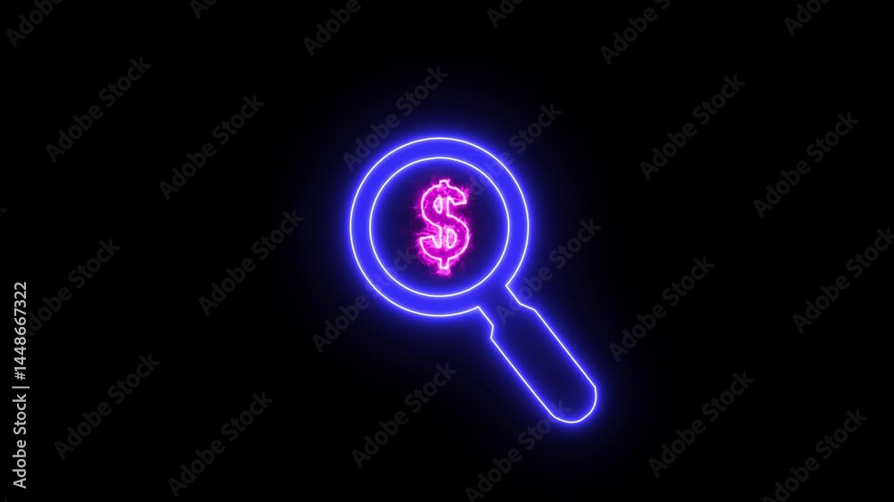 searching for Dollar using magnifying glasses. neon Professional Search Bar Icon Approaching using a magnifying glass Showcasing a Transforming $ Sign – Perfect for Use in Finance dollar bill searching for Dollar using magnifying glasses. neon Professional Search Bar Icon Approaching using a magnifying glass Showcasing a Transforming $ Sign – Perfect for Use in Finance dollar bill