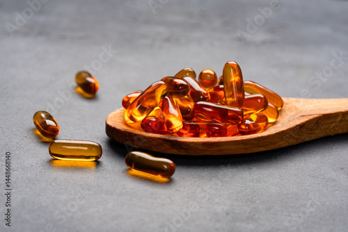 Obraz na płótnie Dietary supplement containing omega 3 fish oil capsules w salonie