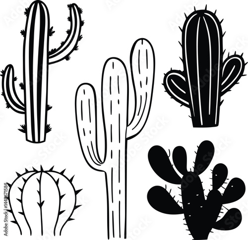 vector cactus silhouettes ,Cactus Logo Art Silhouette Vector