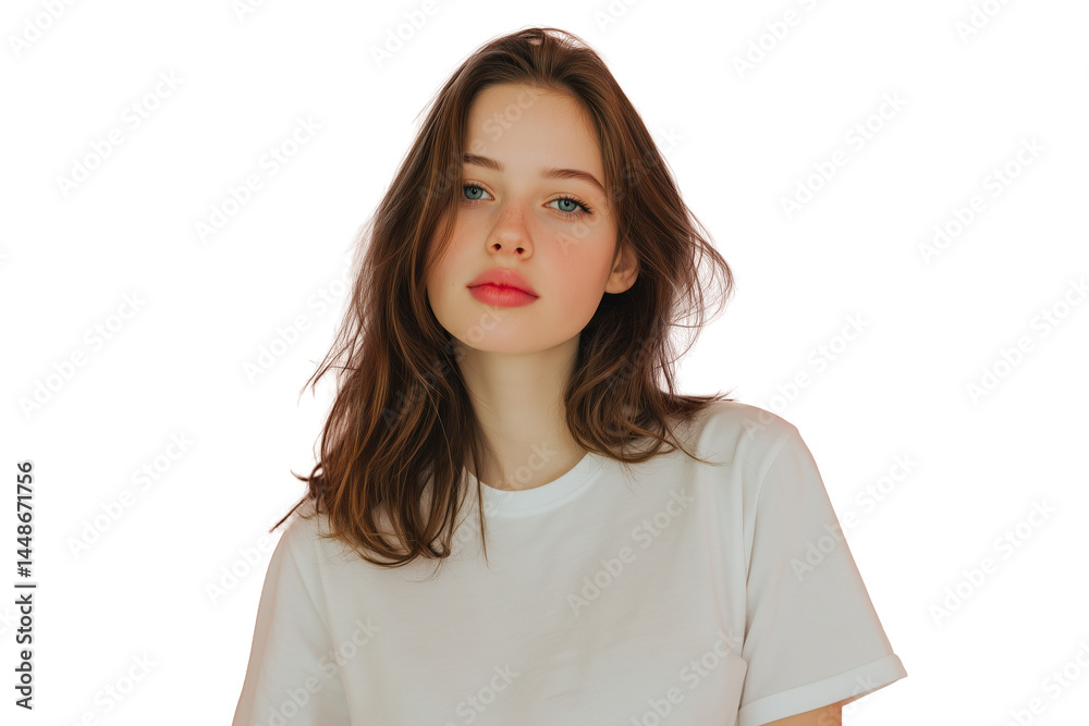Junge Frau mit natürlichem Ausdruck in weißem T-Shirt PNG mit transparentem Hintergrund
Junge Frau mit natürlichem Ausdruck in weißem T-Shirt PNG mit transparentem Hintergrund