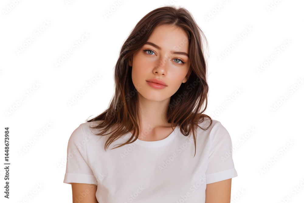 Junge Frau mit natürlichem Ausdruck in weißem T-Shirt PNG mit transparentem Hintergrund
Junge Frau mit natürlichem Ausdruck in weißem T-Shirt PNG mit transparentem Hintergrund