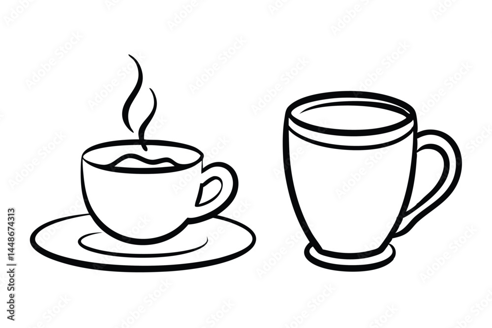 coffee cup line sketch tea icon vector illustration coffee cup line sketch tea icon vector illustration